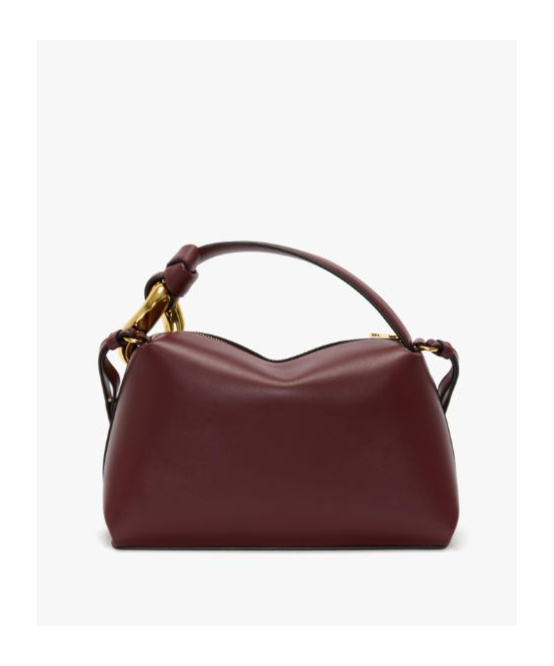 Jw Anderson Corner Leather Crossbody Bag In Burgundy