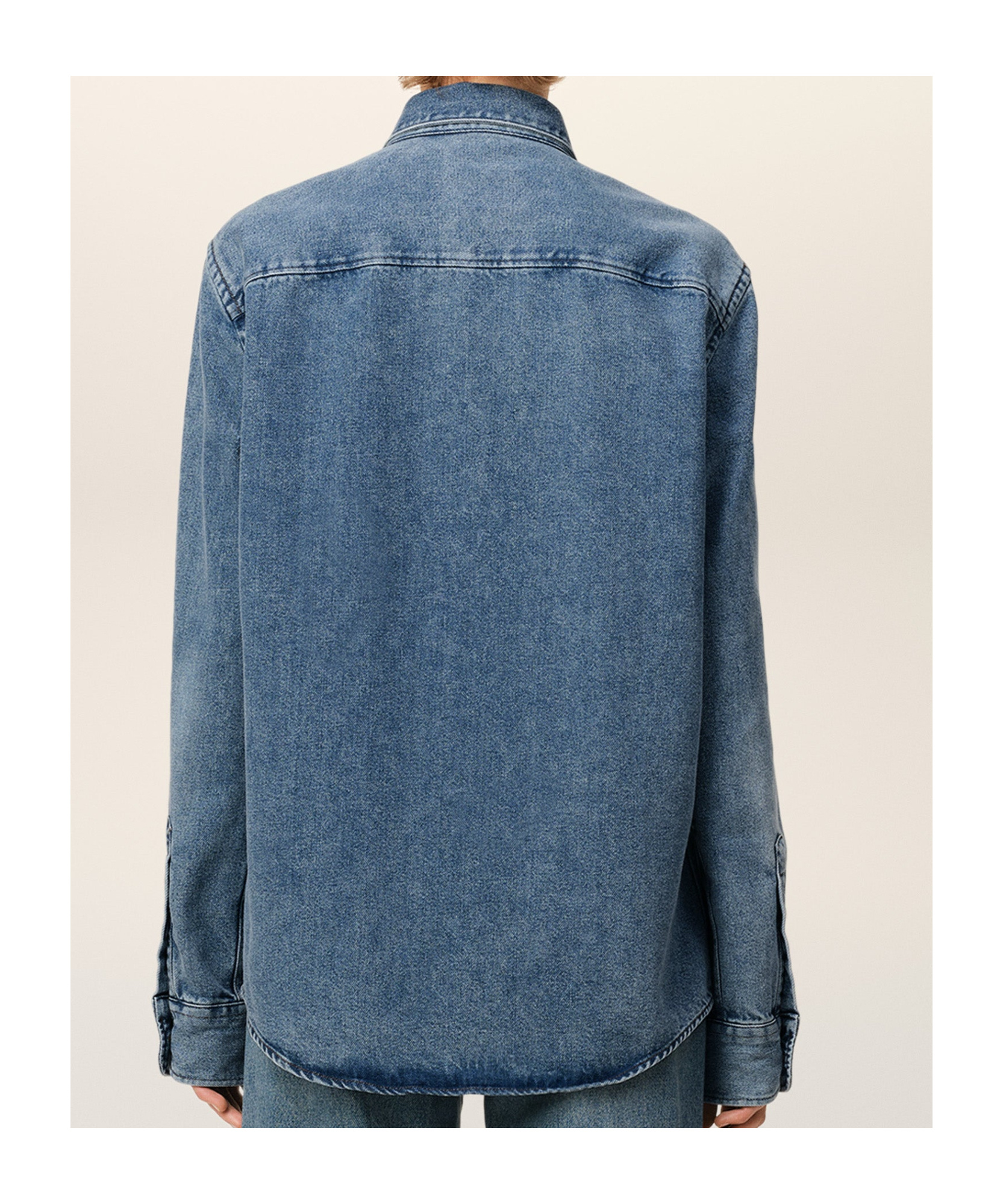 Ami Alexandre Mattiussi Long-sleeved Denim Shirt In Blue