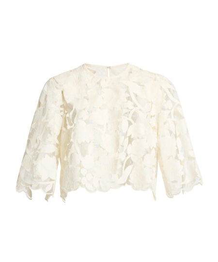 ELIE SAAB TULLE-EMBROIDERED BLOUSE