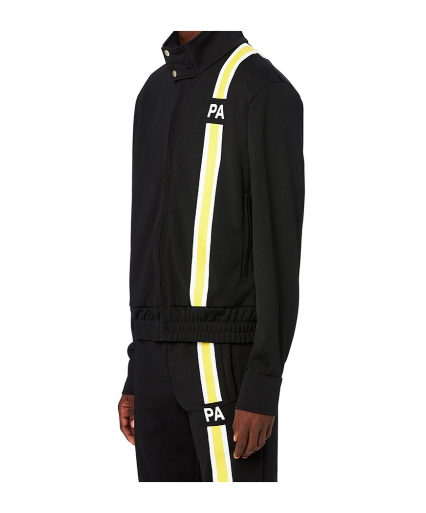 Palm Angels Monogram Striped Track Jacket In Black
