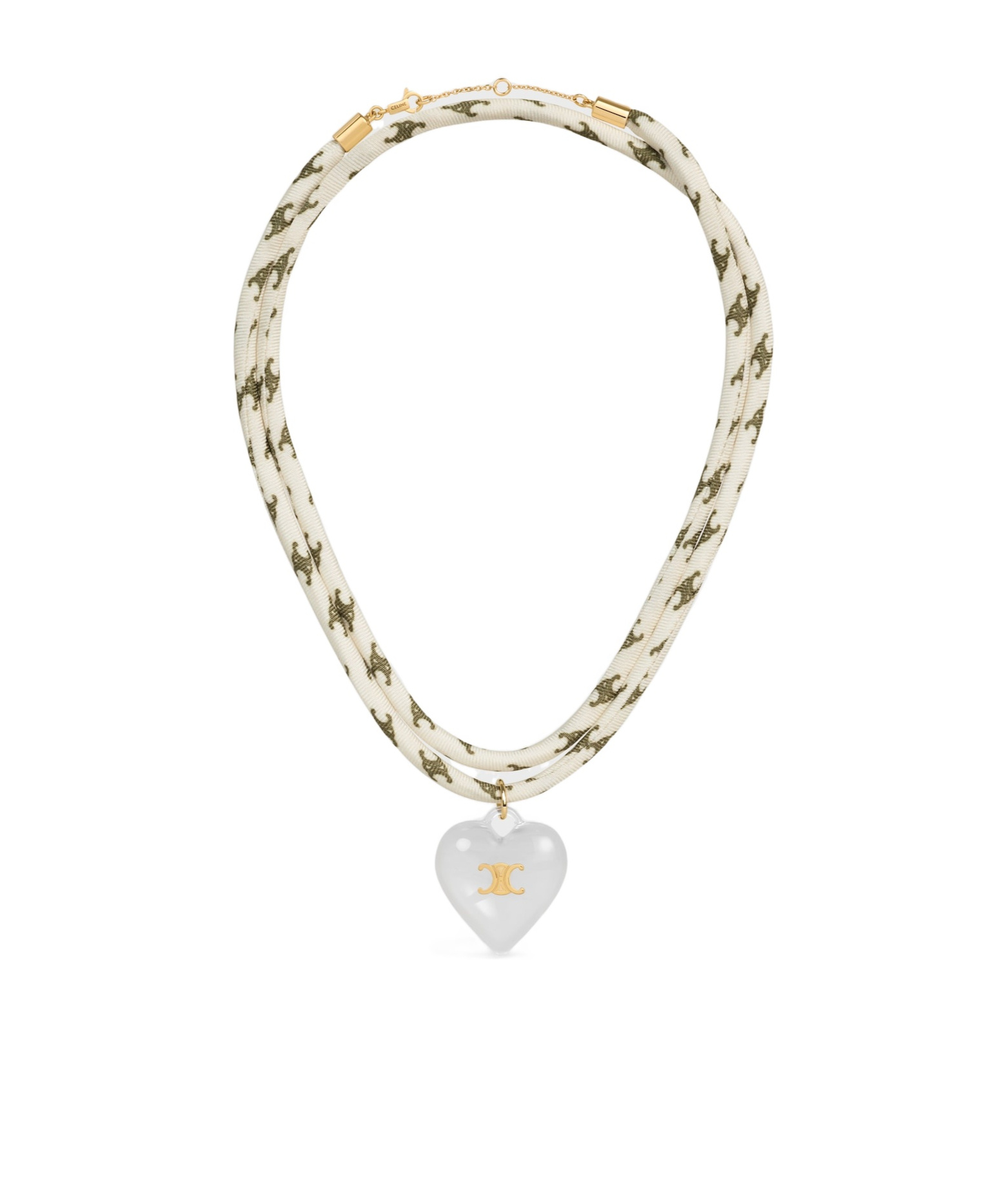 Celine Cœur Triomphe Necklace In Silk, Resin And Brass With Gold Finish