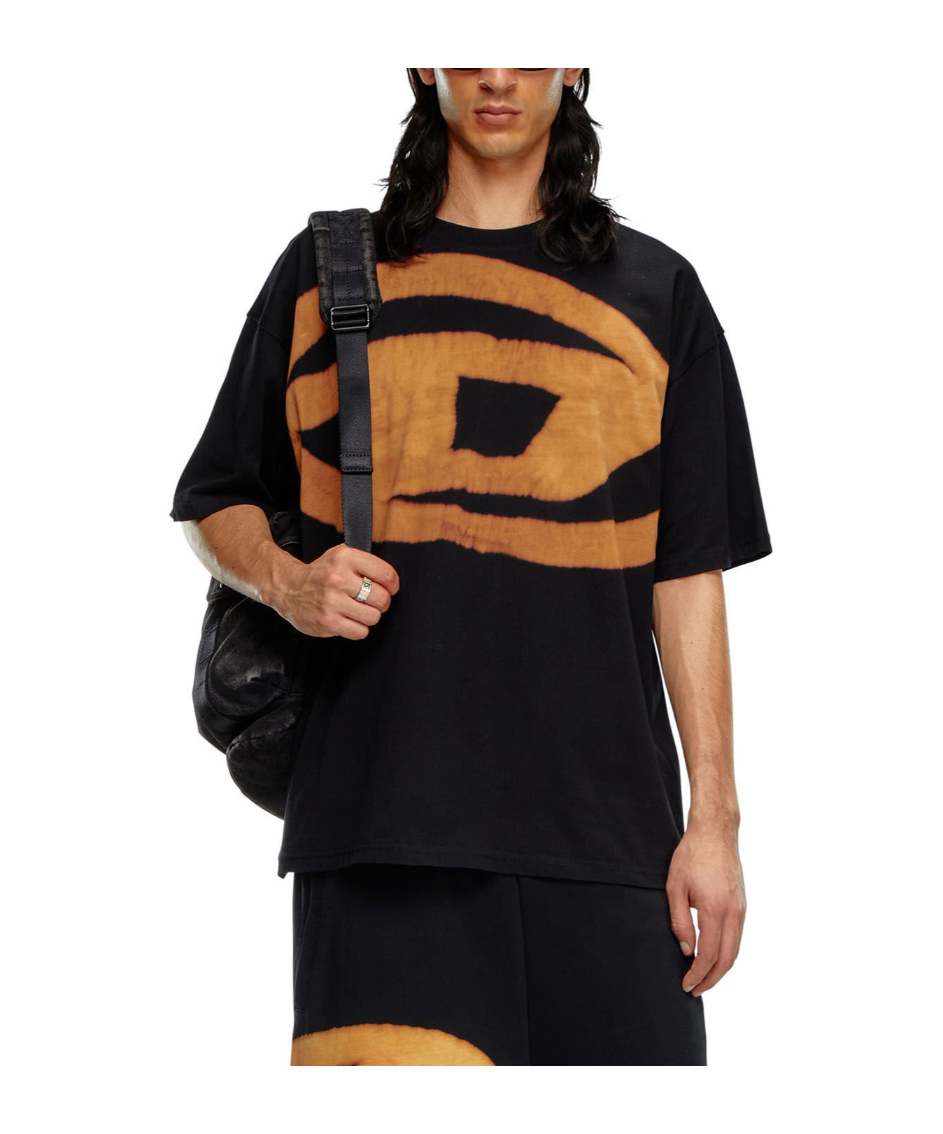 Diesel Crew Neck Graphic Print Short Sleeves T-shirt In Black