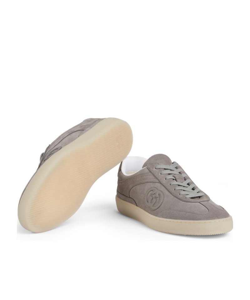 Gucci G75 Gray Sneakers In Suede Men In Gray