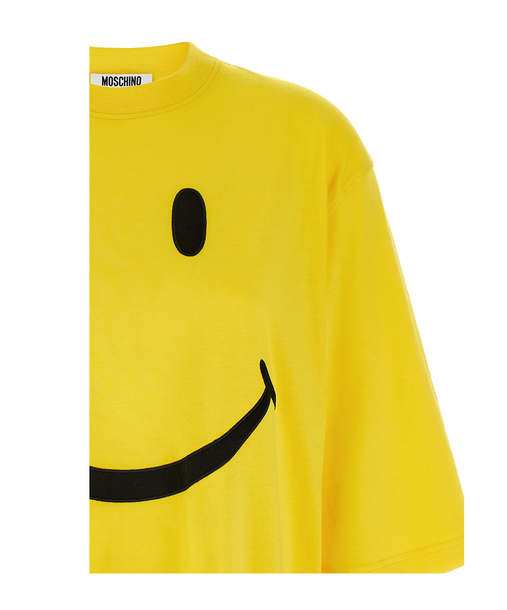 Moschino Smiley Face Graphic T-shirt In Bright Yellow Cotton In Yellow