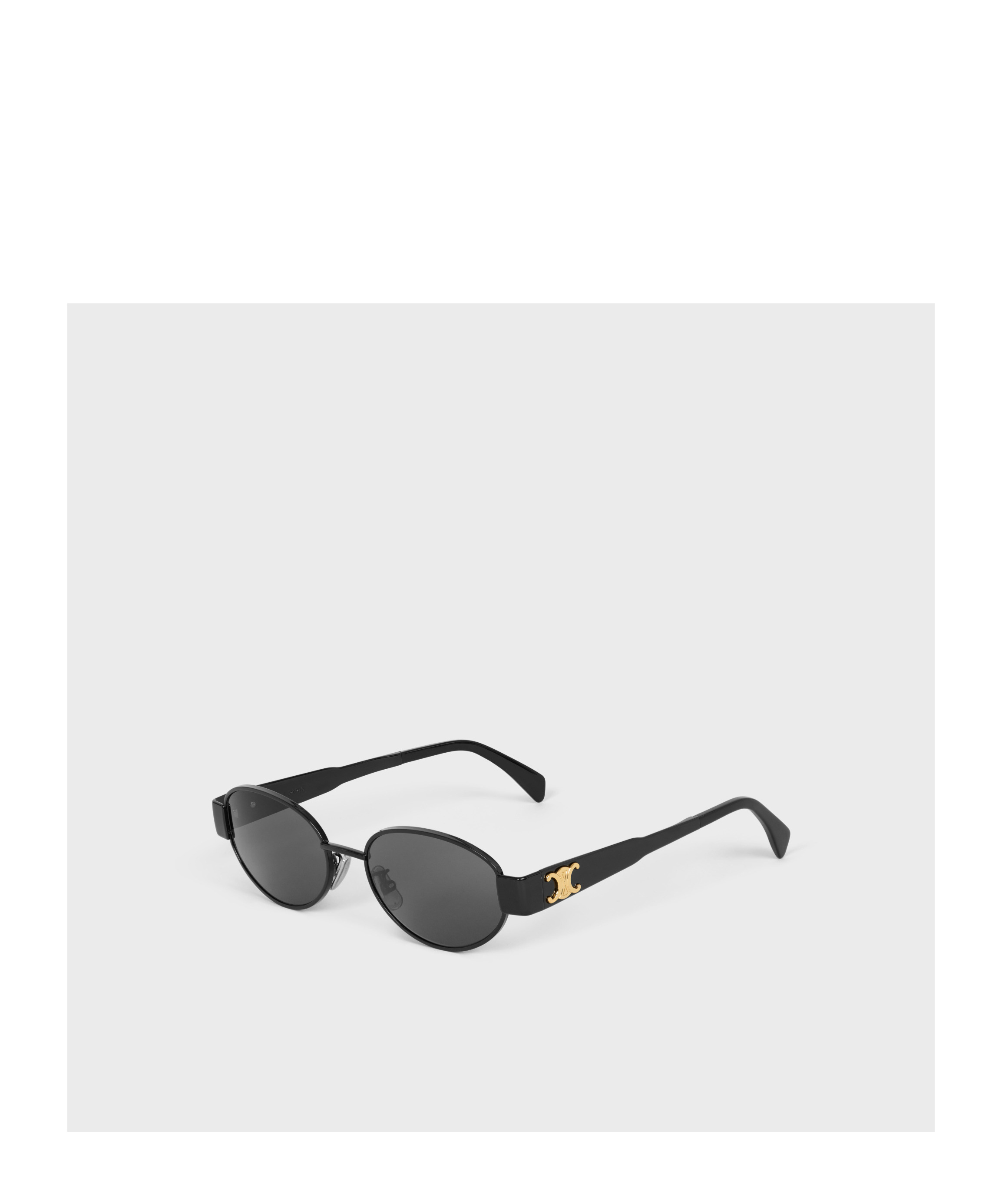 Celine Cl40235u Metal Triomphe 01a Nero Sunglasses In Black/smoky