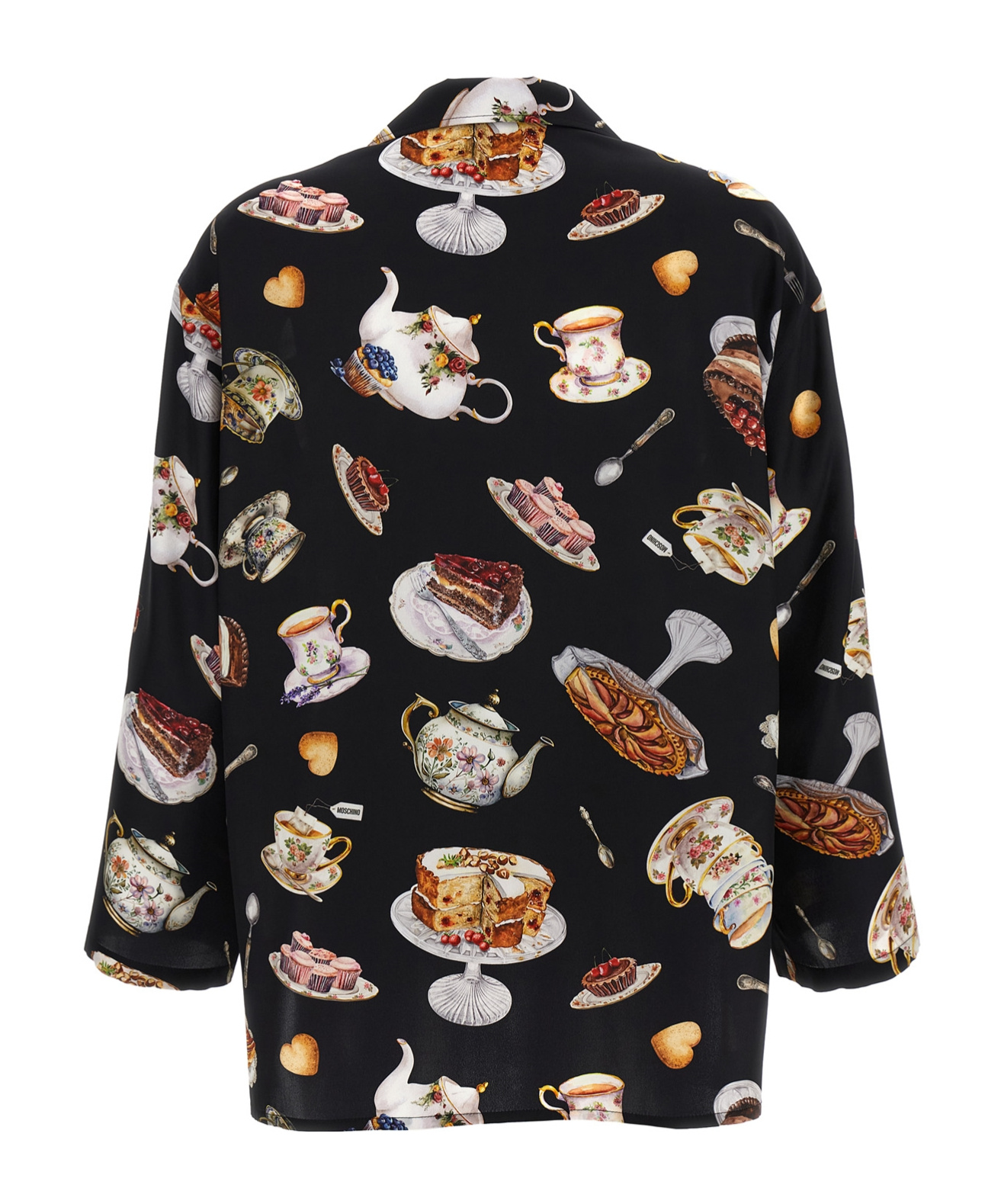 Moschino Multicolor Tea Time Print Shirt In Black