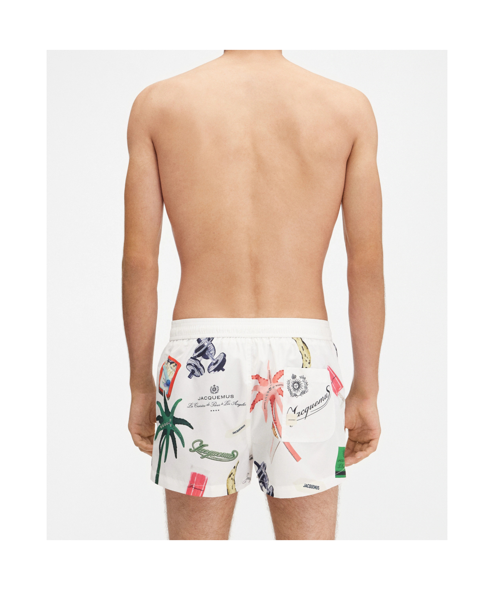 Jacquemus Le Maillot Puntini Swim Shorts In Off White