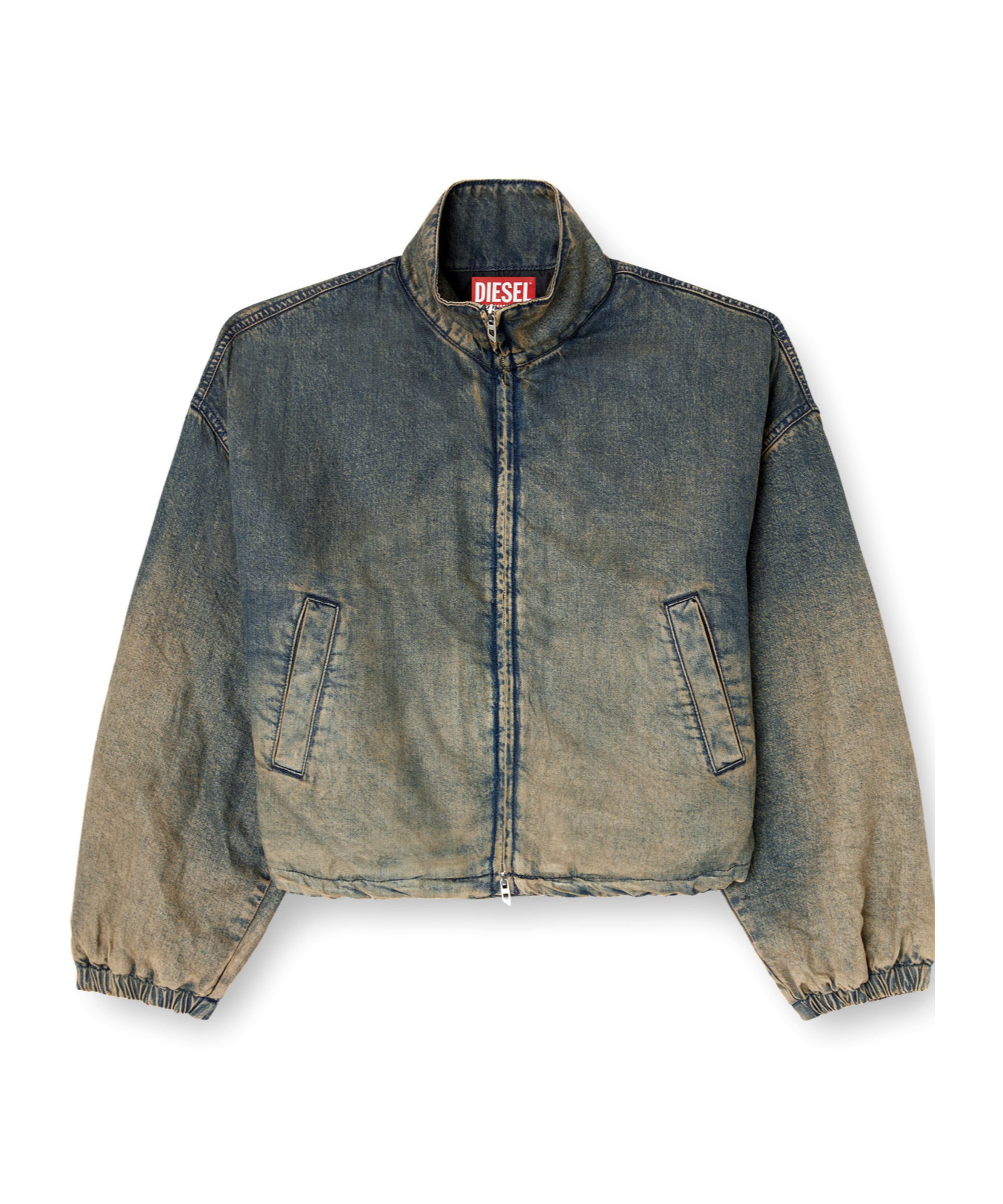 Diesel Zipped Jacket In Fluid Shaded Denim In Blue