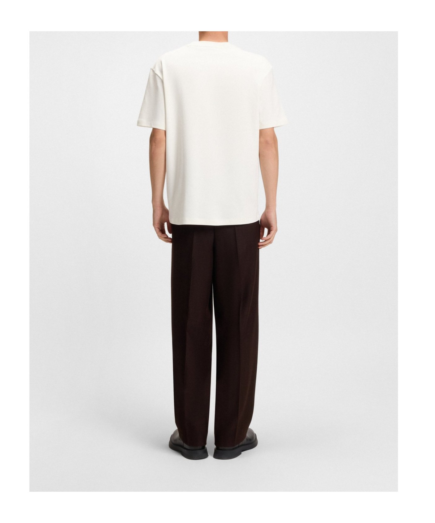 Hugo Boss Interlock-cotton Regular-fit T-shirt With Stacked Logo In White