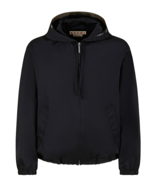 Marni Hooded Zip-up Jacket In Black