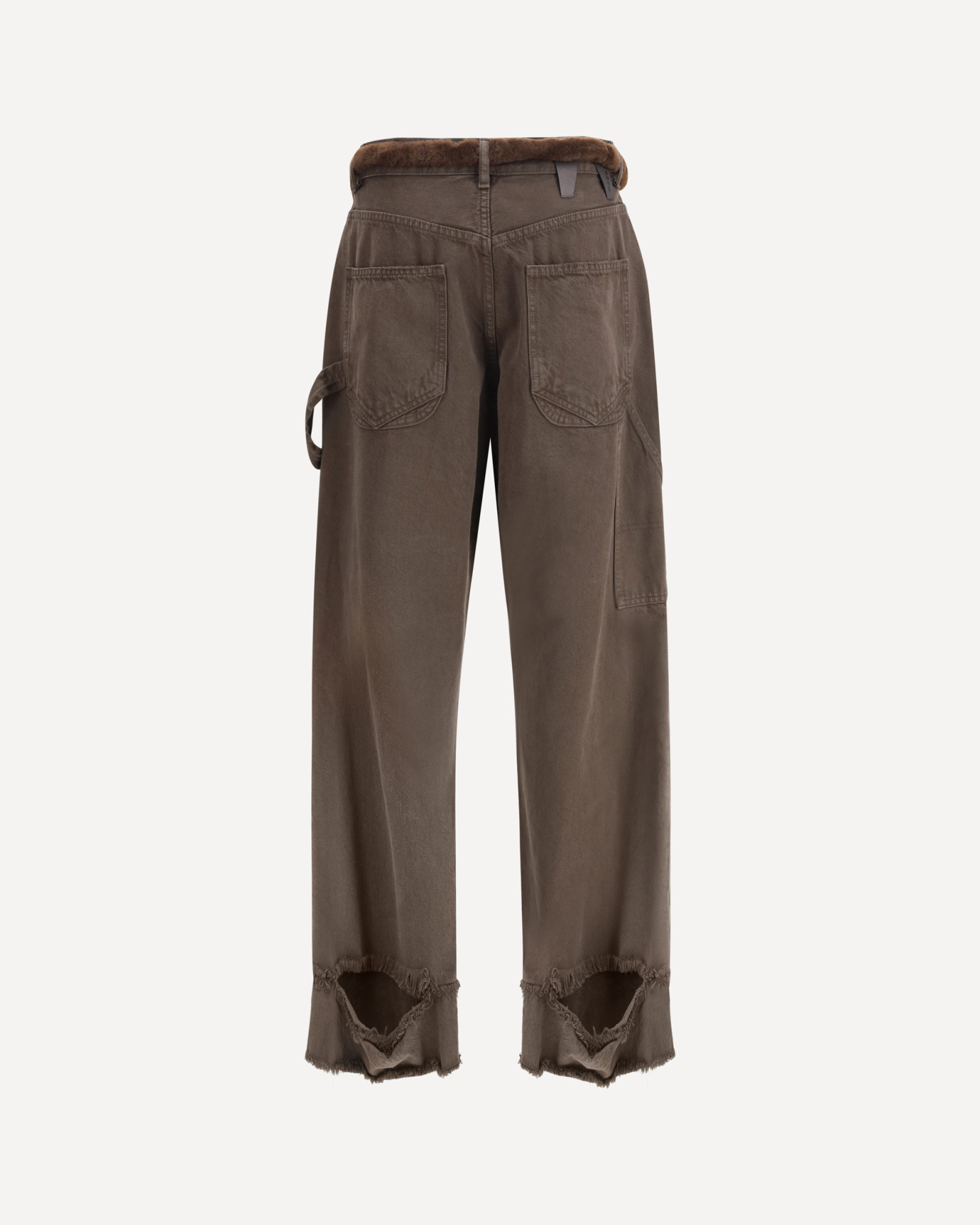 Darkpark Lisa Fur Belt Adorned Loose Fit Carpenter Pants In Multi