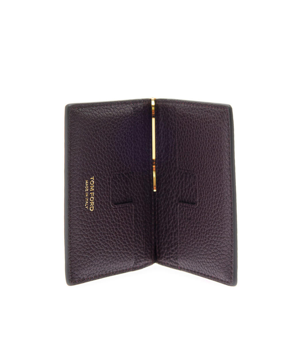 Tom Ford Bordeaux Bi-fold Wallet With Embossed Logo Lettering On The Front In Grained Leather Man