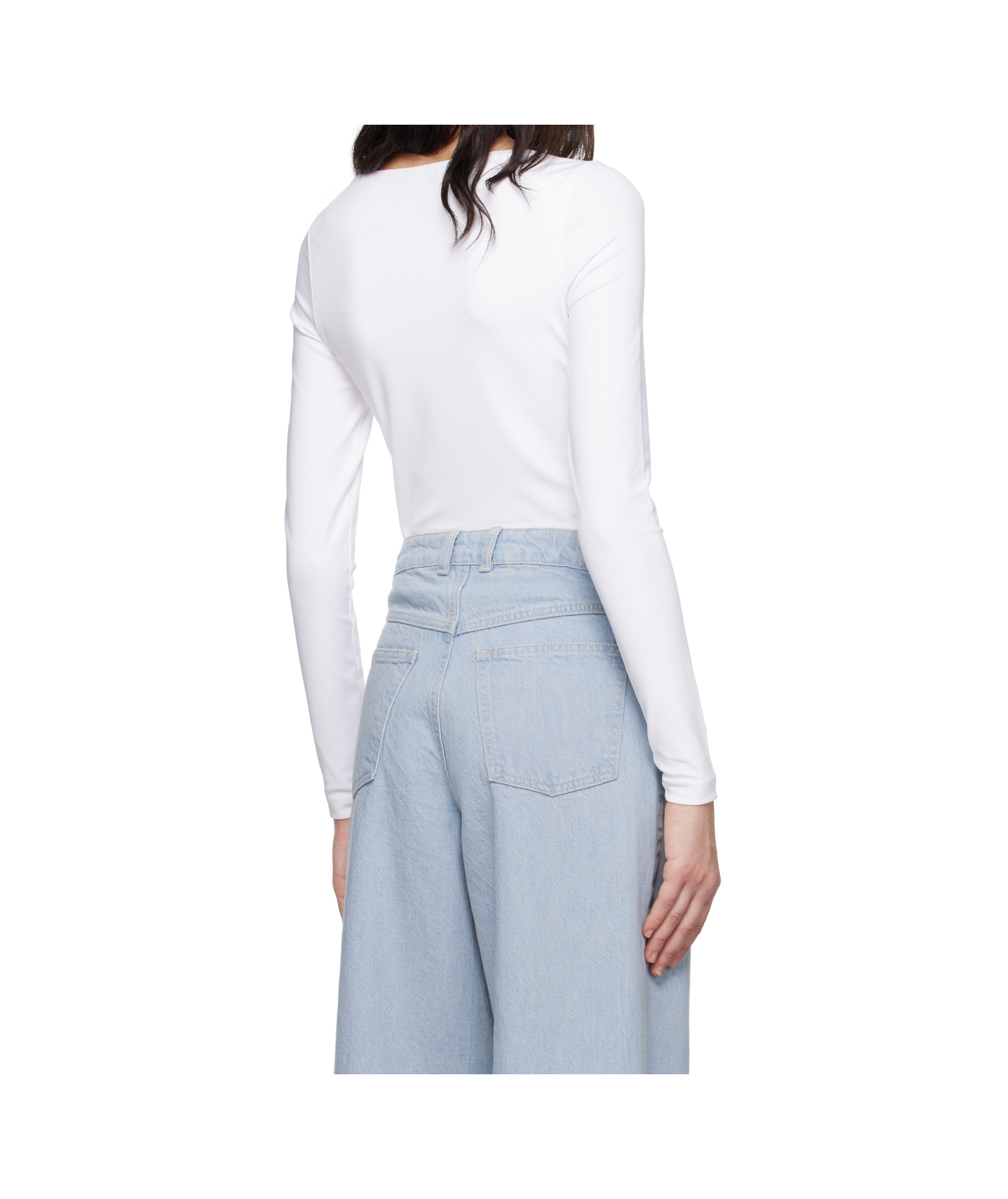 Remain Birger Christensen White Long Sleeve Jersey Top In Black