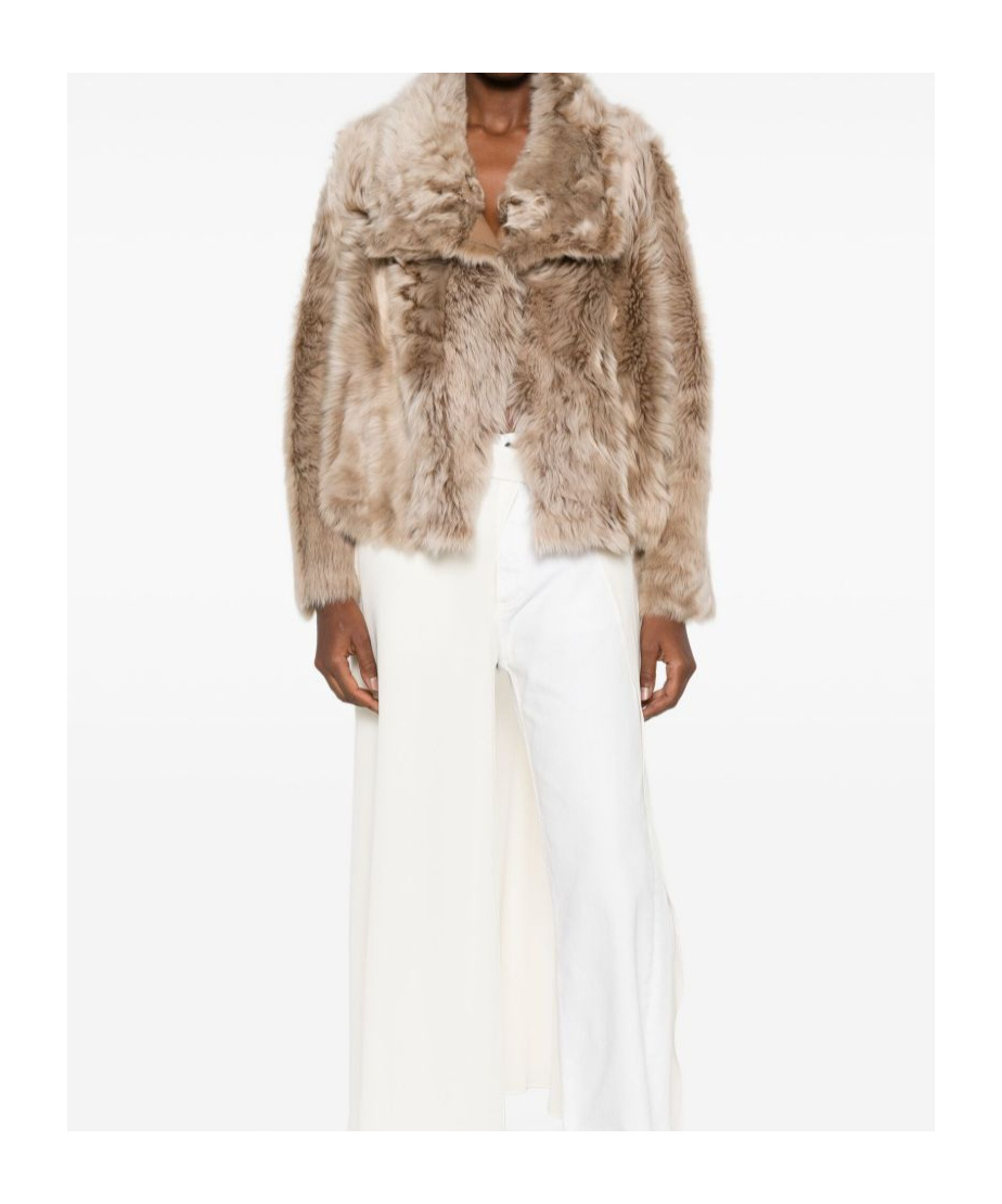 Yves Salomon Long-sleeved Fur In Brown
