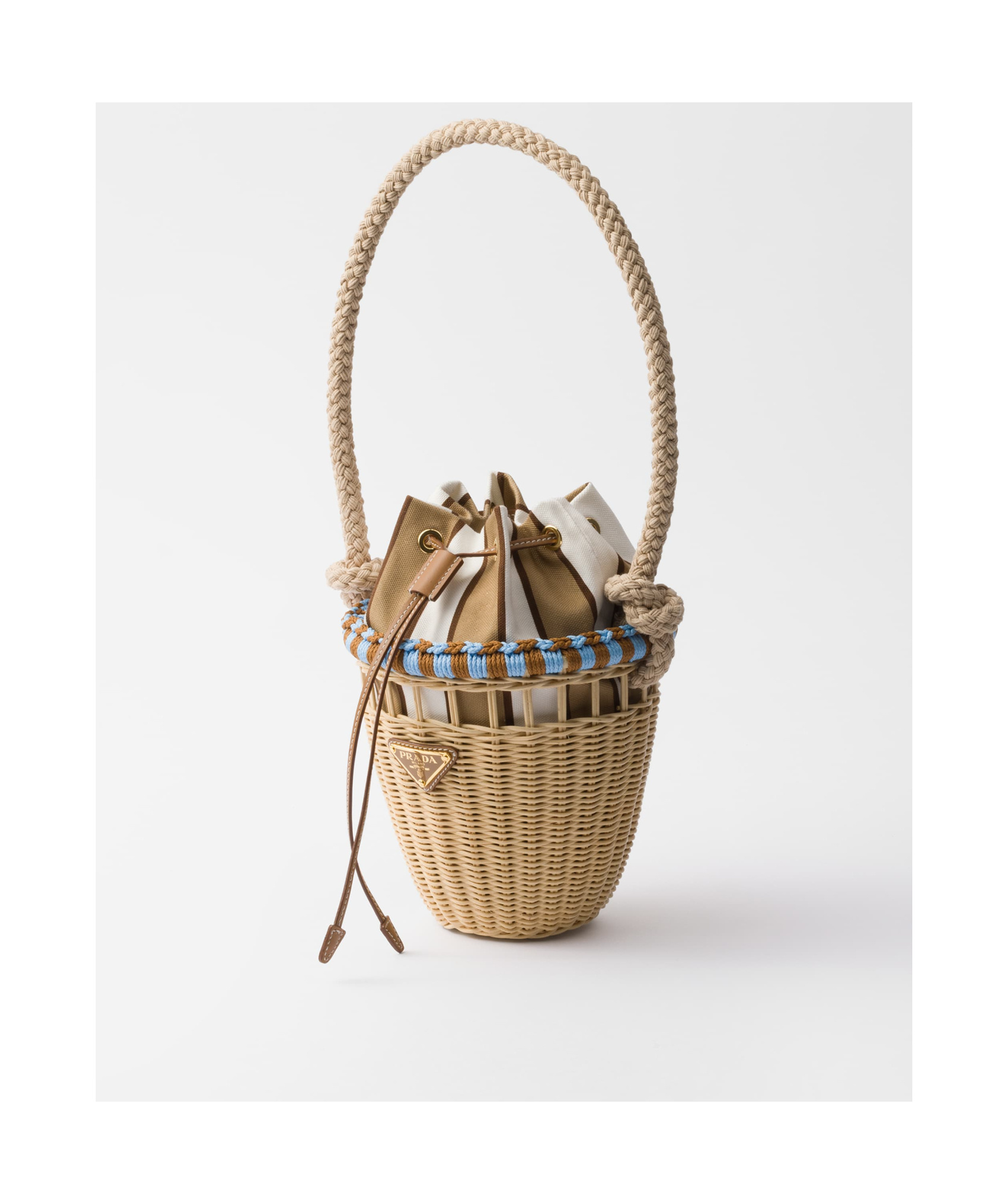 Prada Wicker Mini Bucket Bag