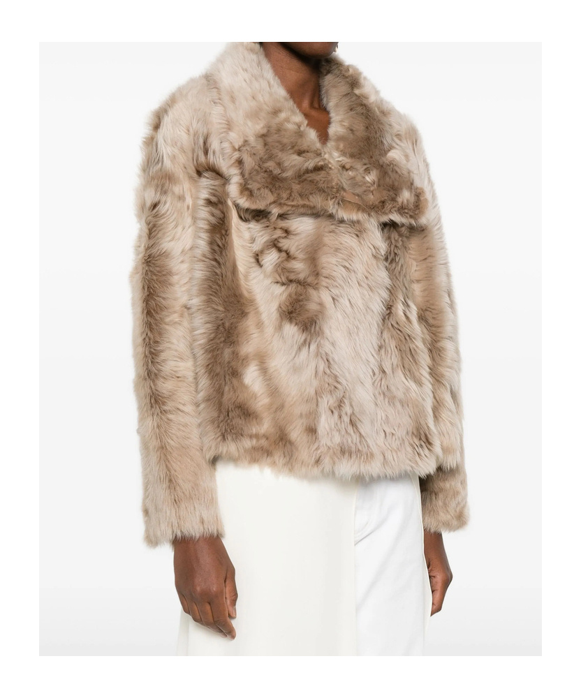 Yves Salomon Leather-trimmed Fur Jacket In Brown