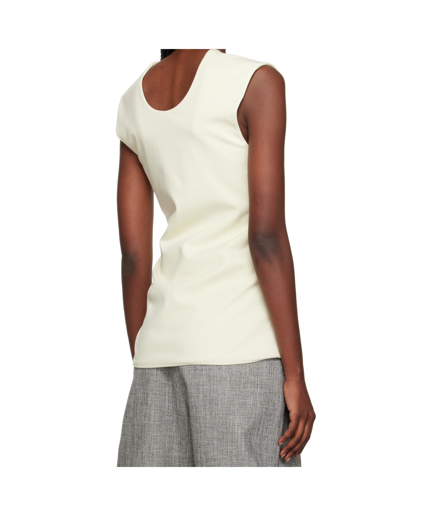 Lanvin Off-white Jersey Plunging Neckline Top In White