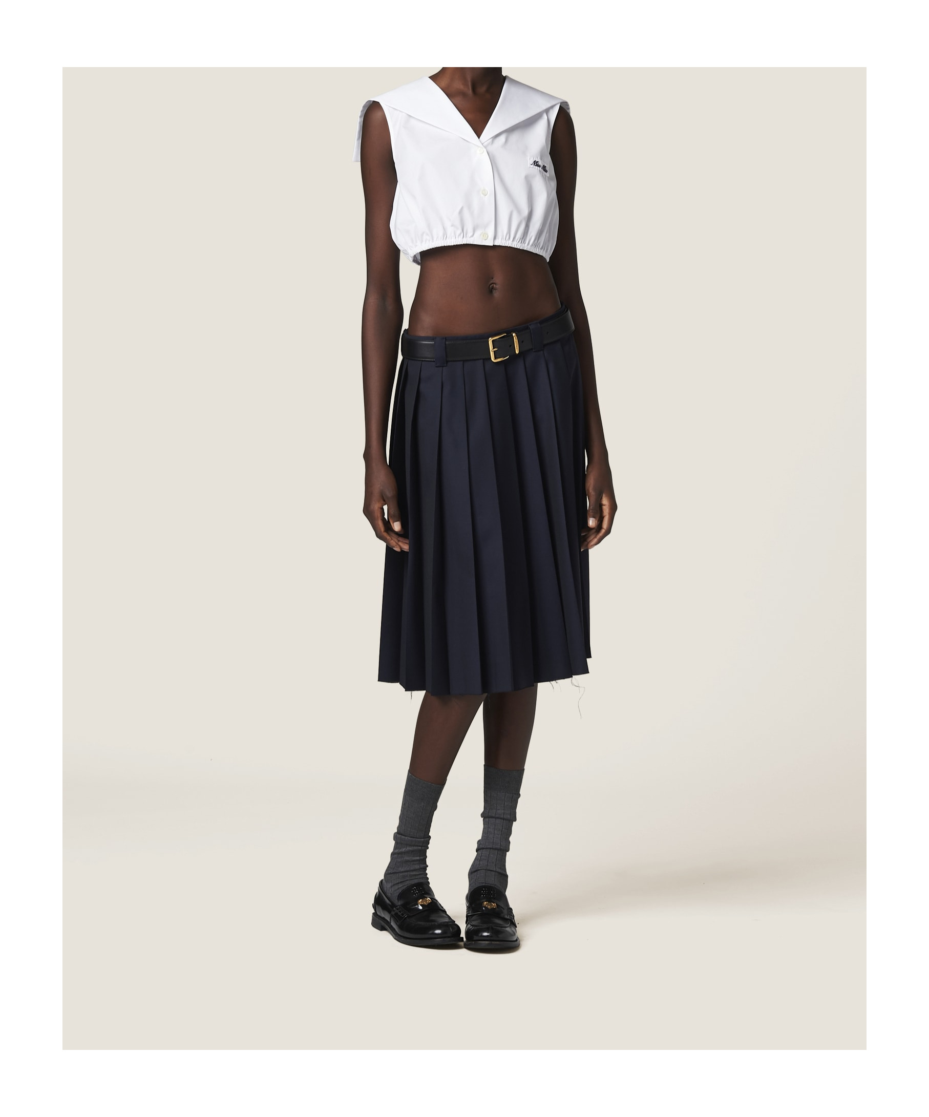 Miu Miu Poplin Top In White