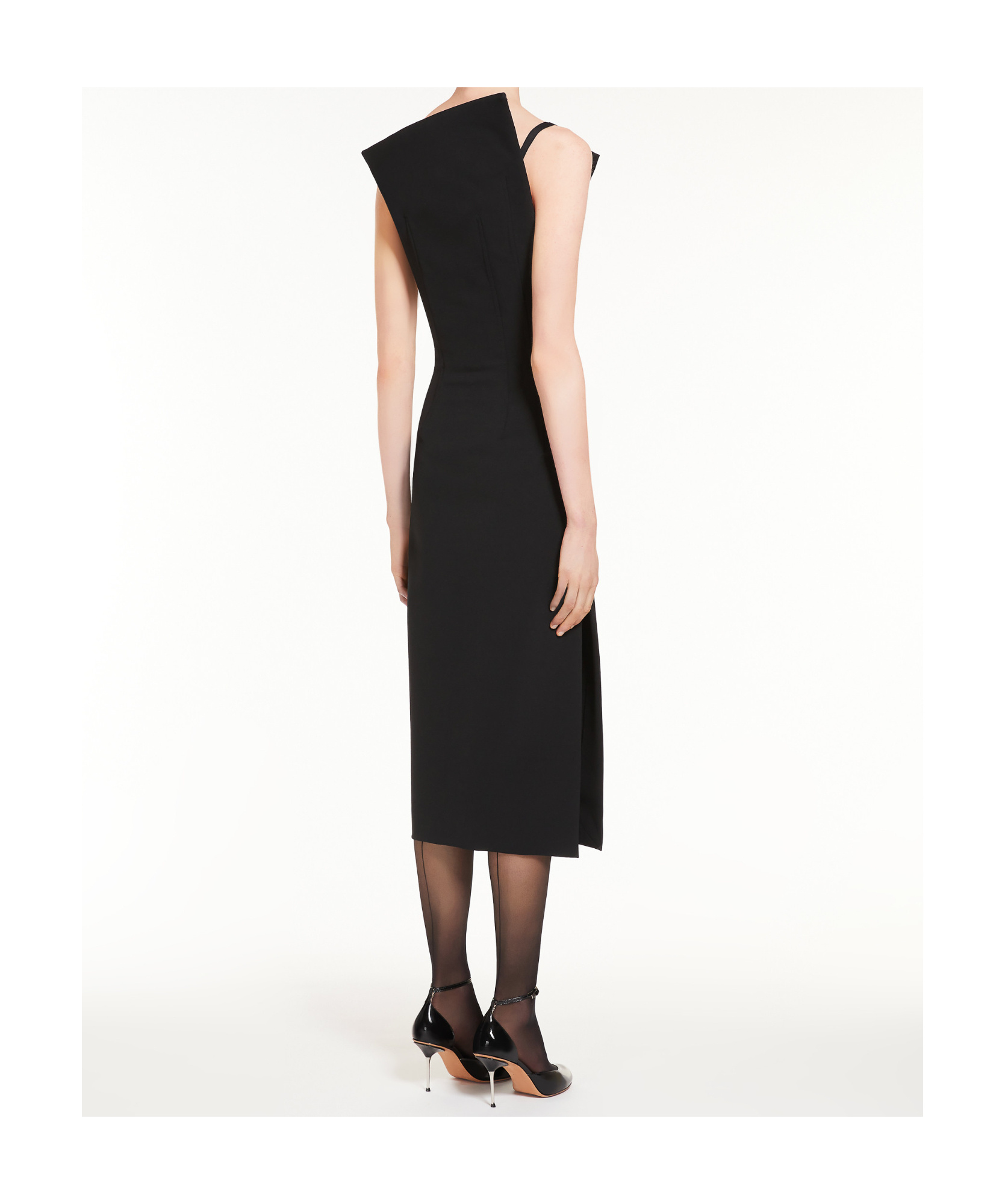 Sportmax Asymmetrical Wool Dress In Black