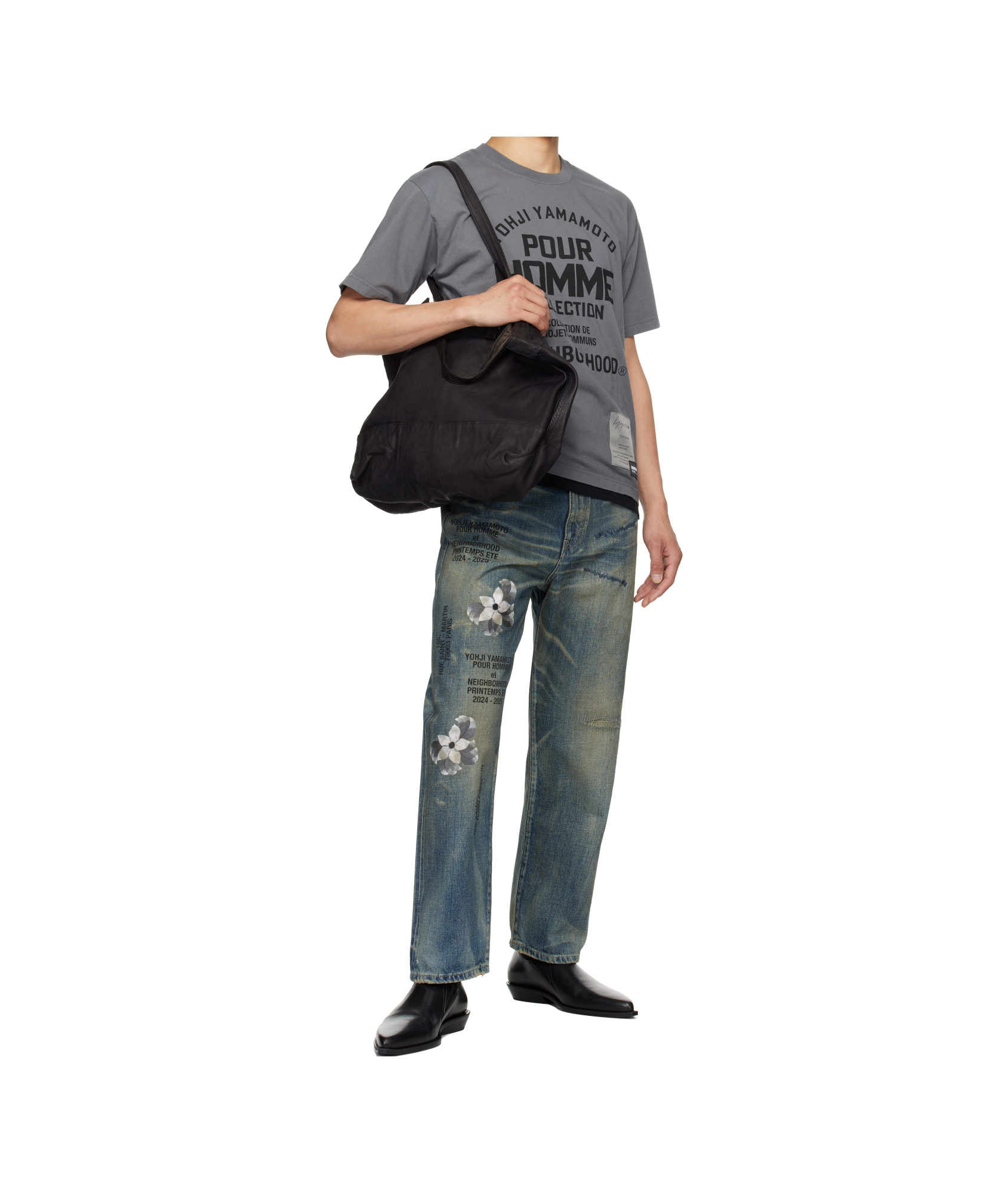 Shop Yohji Yamamoto X Neighbourhood Slogan-print T-shirt In Gray