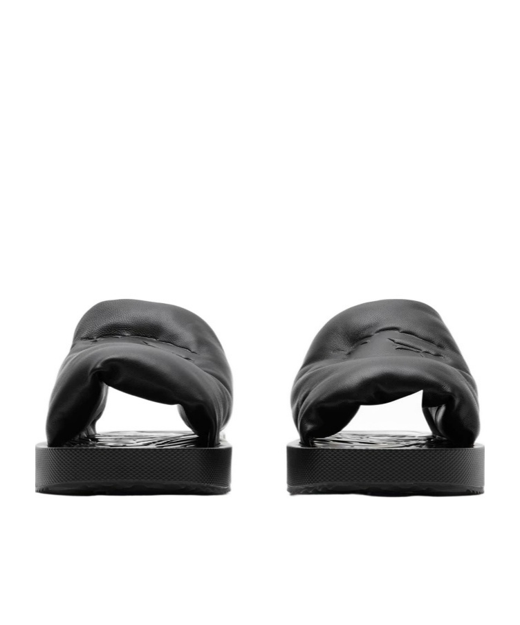Burberry Ekd Slab Leather Slides In Black
