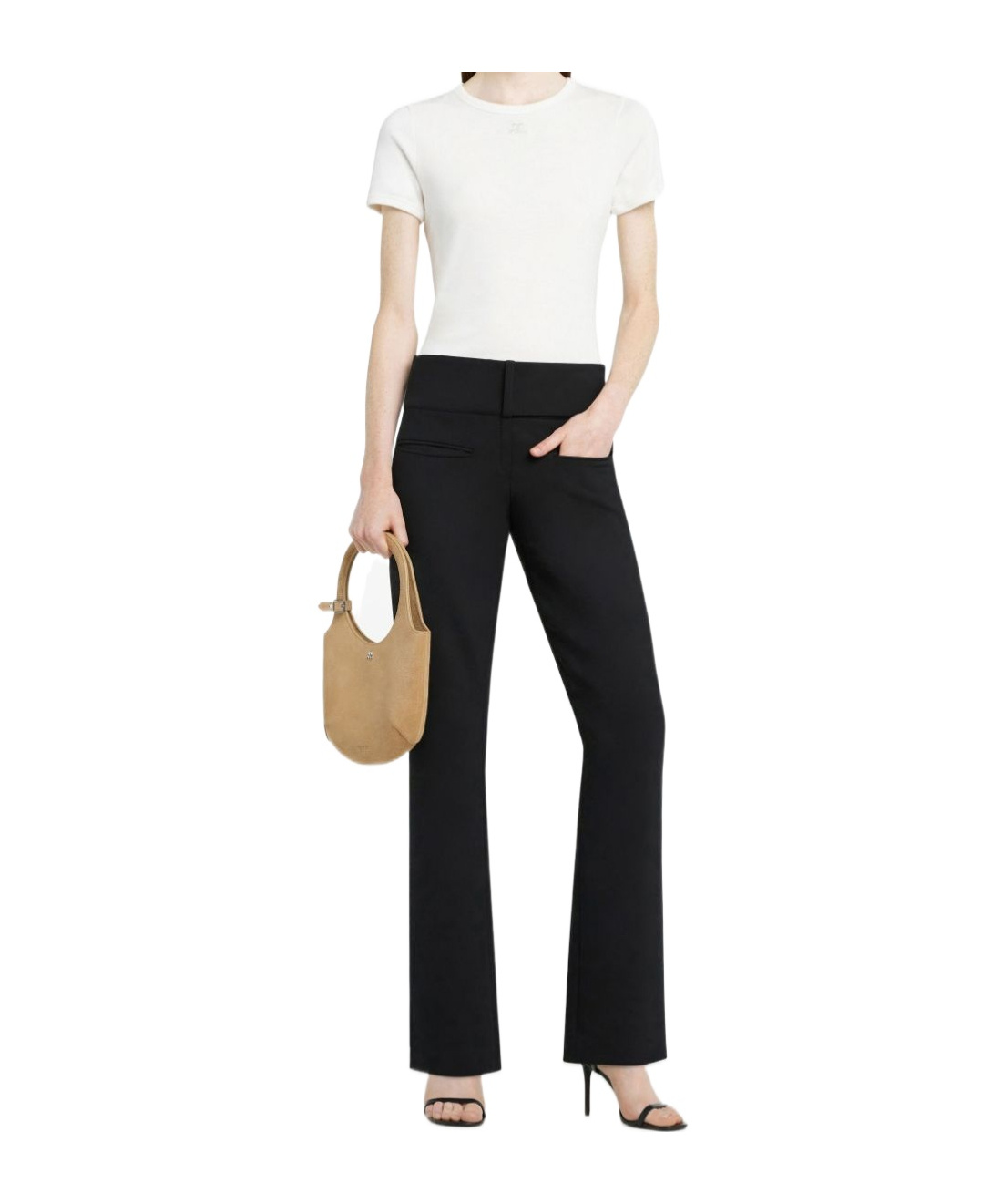 Courrèges White Ribbed Sweater In Cotton And Wool In White