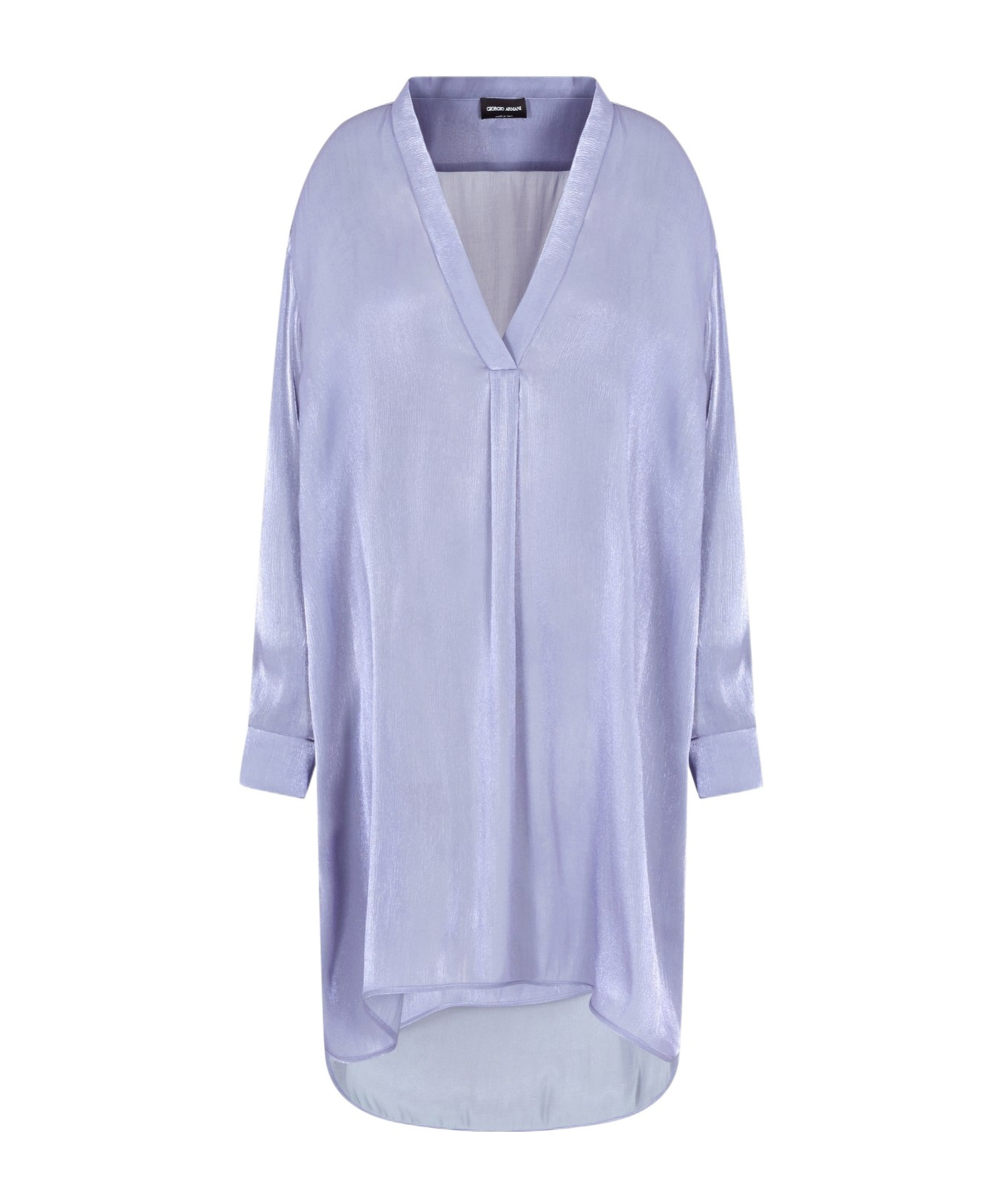 Giorgio Armani Long Shirt In Shiny Fabric In Blue