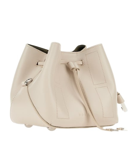 Hogan Mini Leather Bucket Bag In White