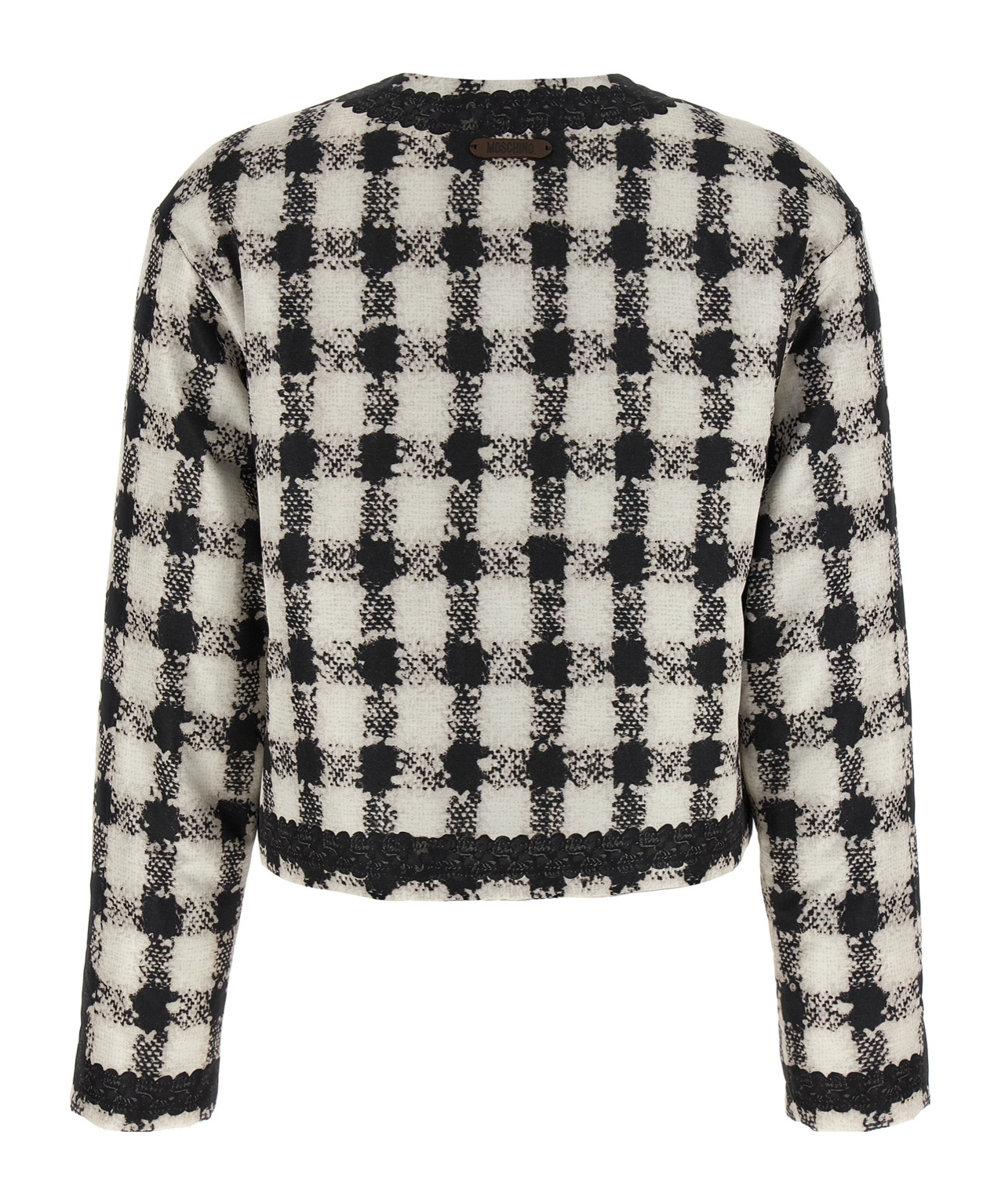 Moschino Short Jacket With All-over Texture Print In Black