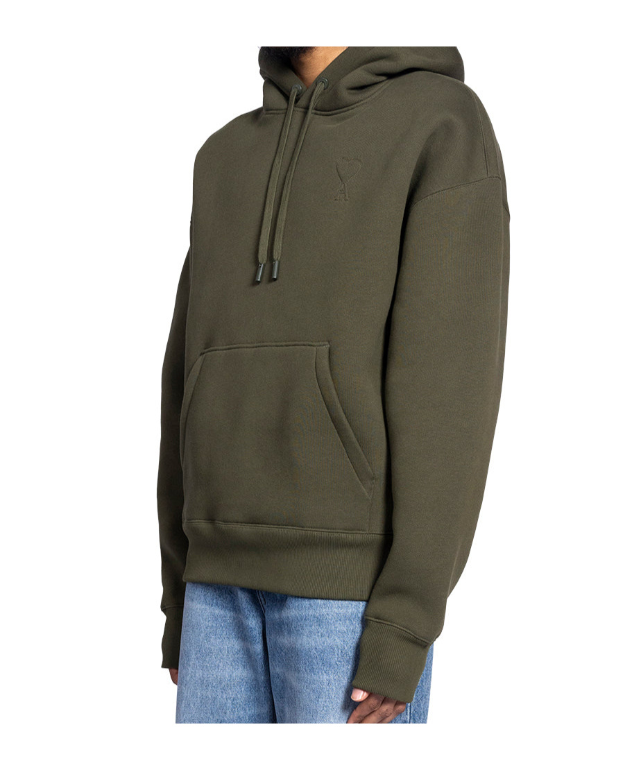 Shop Ami Alexandre Mattiussi Ami Paris Long-sleeved Drawstring Hoodie In Brown