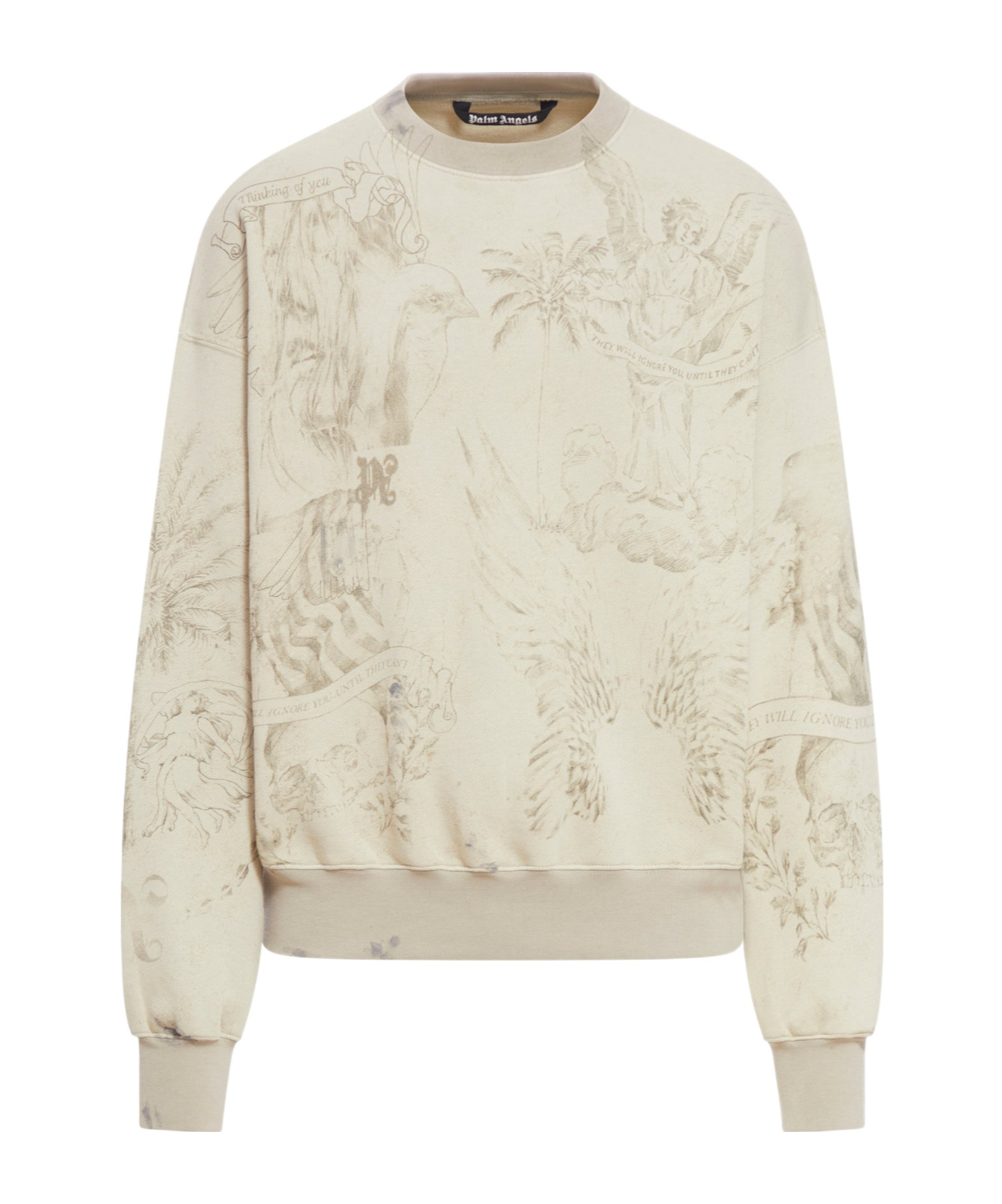 Palm Angels Pencil All Over Sweatshirt In Nude