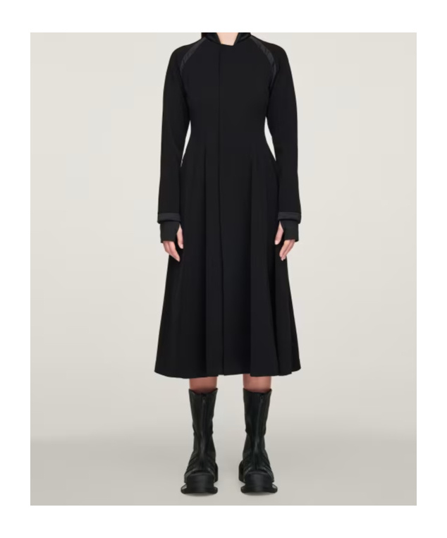 Y-3 Padded-details Pleated Midi Dress In Black