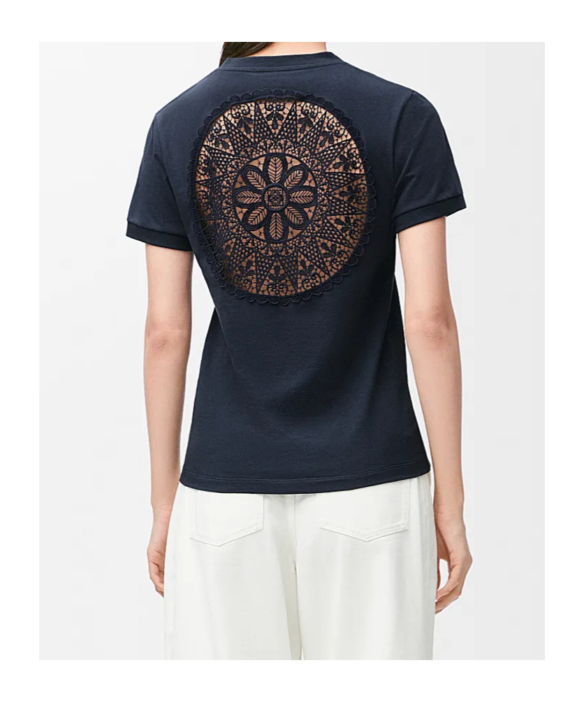 Loewe Lace T-shirt In Cotton In Blue