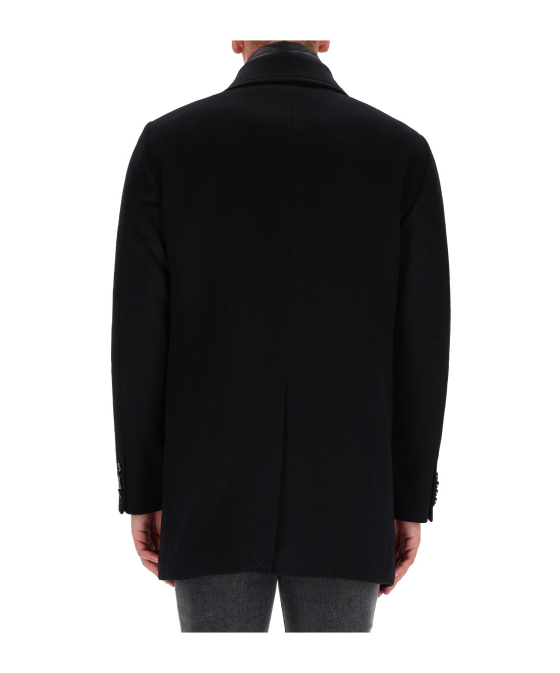 Moorer Notched Lapel Coat Buttoned Cuffs Pockets In Black