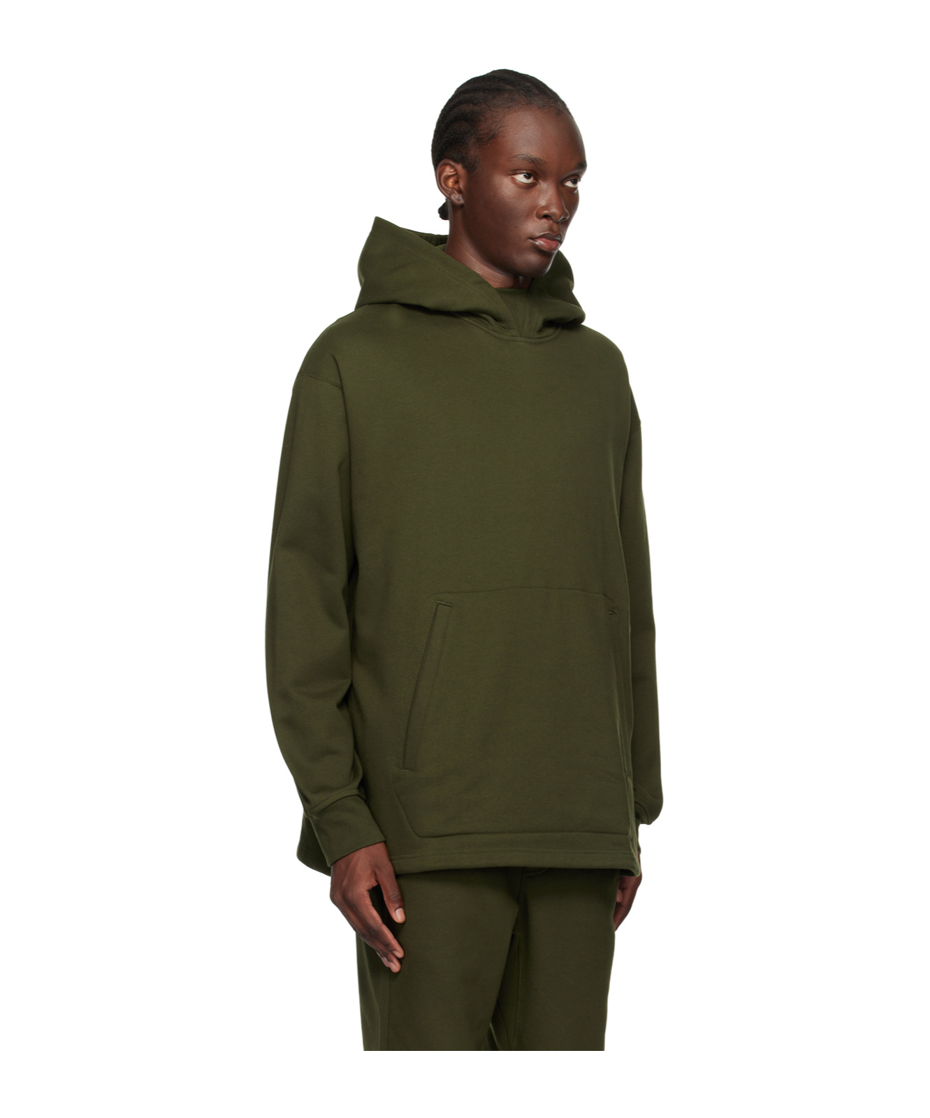 Y-3 Hooded Long-sleeved Hoodie In Green