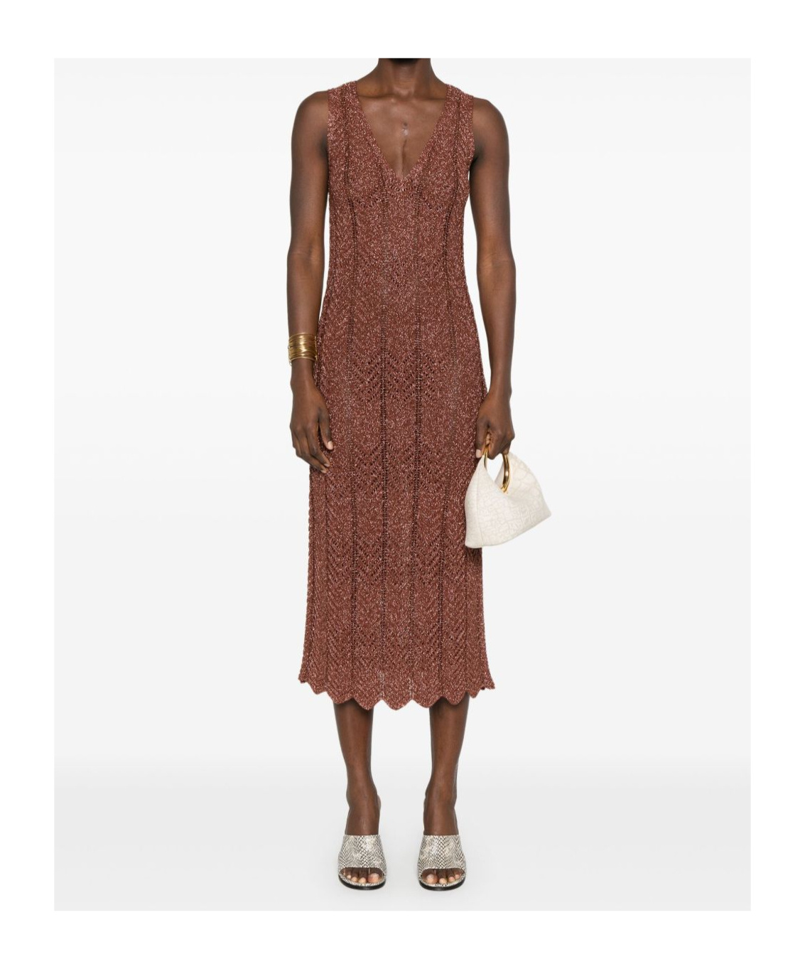 Shop Twinset Lurex Knit Midi Dress