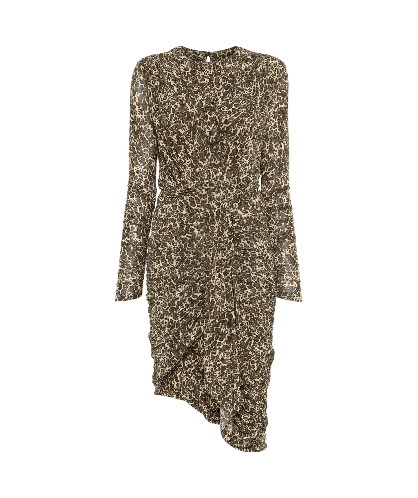 Isabel Marant Draped Midi Dress In Leopard Print In Green