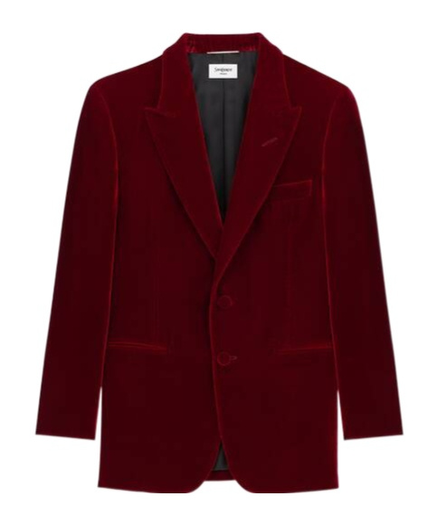 Saint Laurent Lapel Long-sleeved Suit Coat In Brown