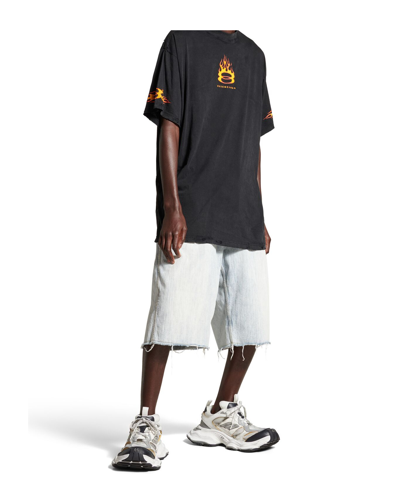 Balenciaga Men's Burning Unity Oversized T-shirt In Black
