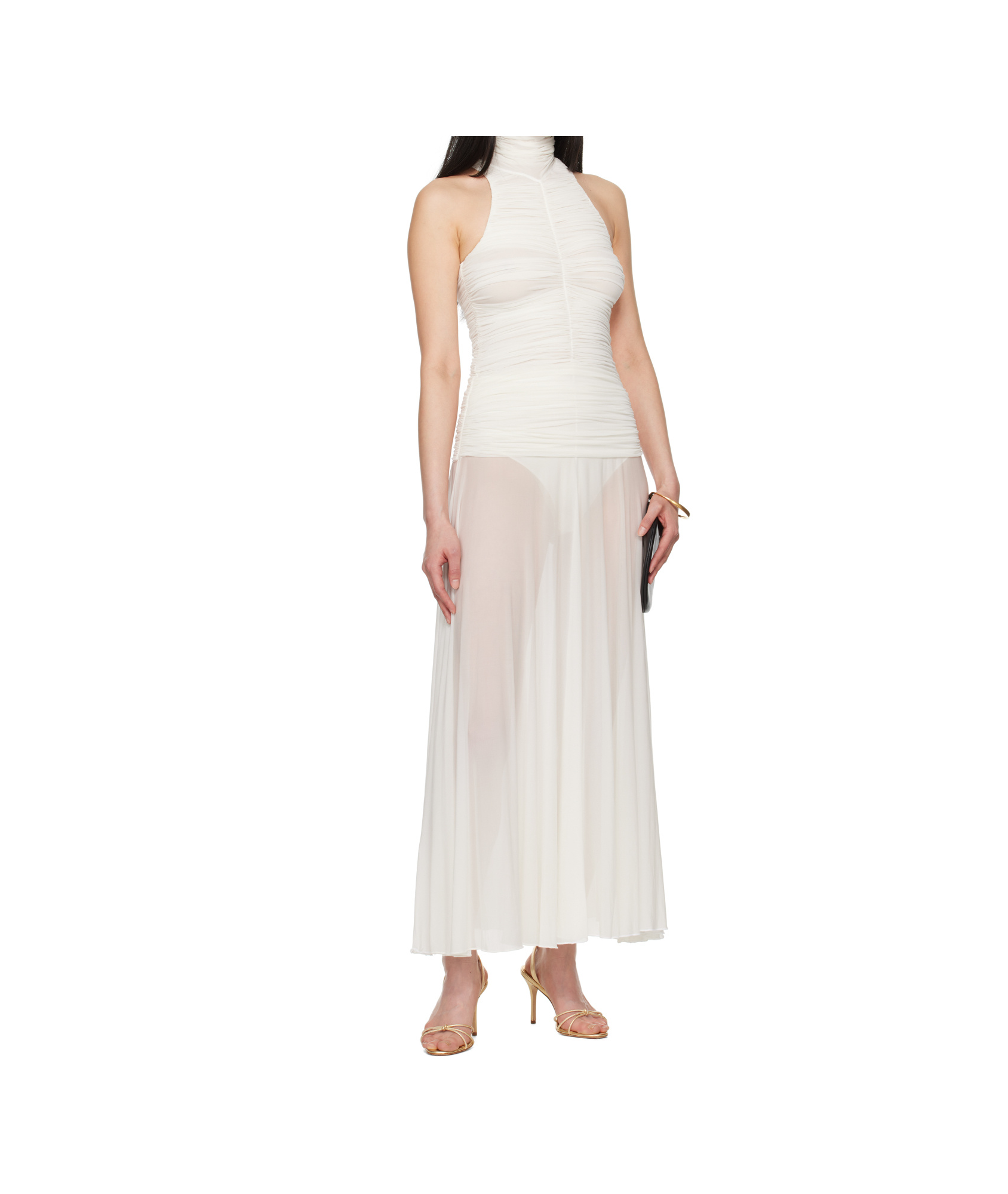Shop Magda Butrym Turtleneck Dress In White