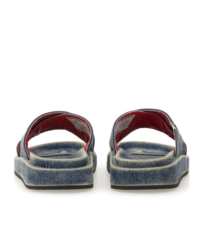 Diesel Sa-slide-denim Slides With Criss-cross Straps In Black