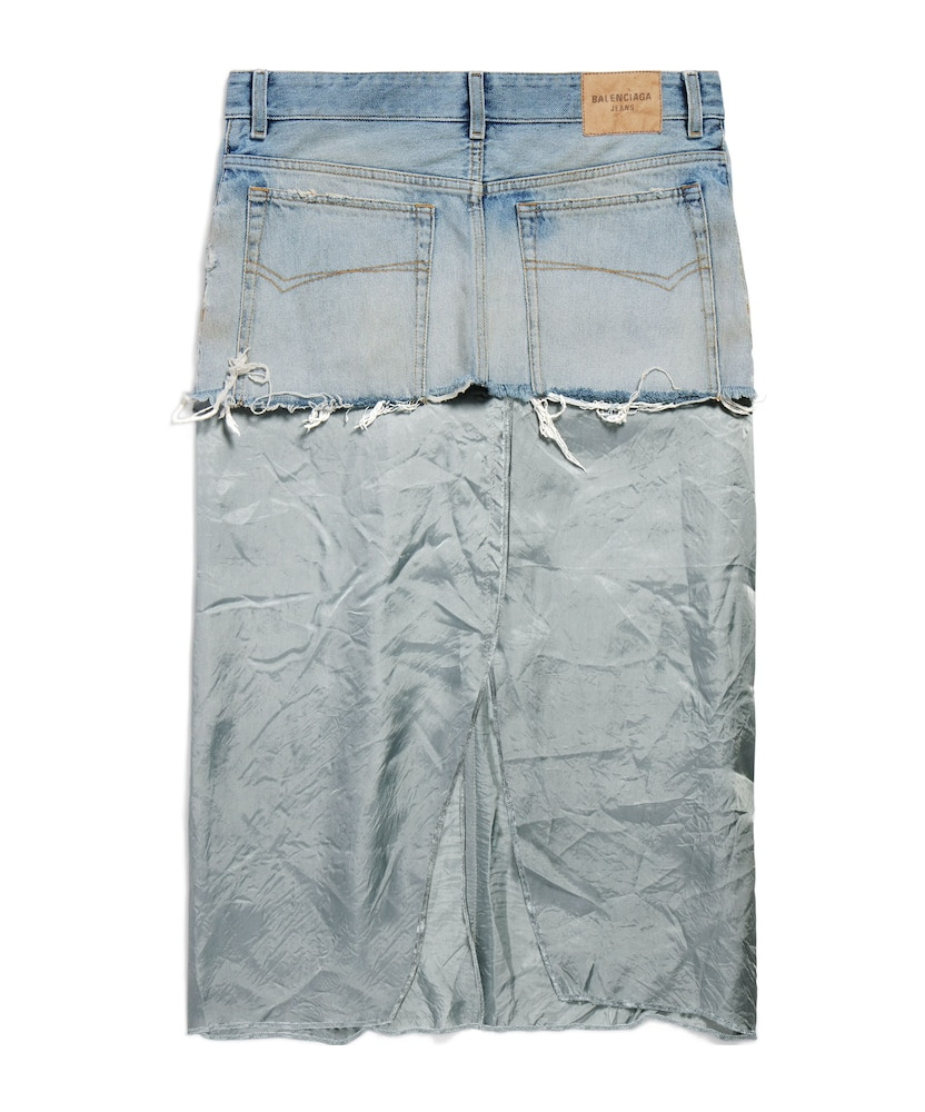 BALENCIAGA WOMEN'S RIPPED OFF SKIRT IN LIGHT BLUE 