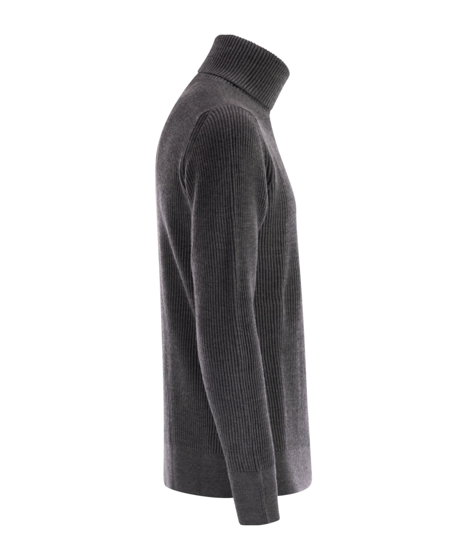 Stone Island Finely Ribbed Turtleneck Sweater In Gray