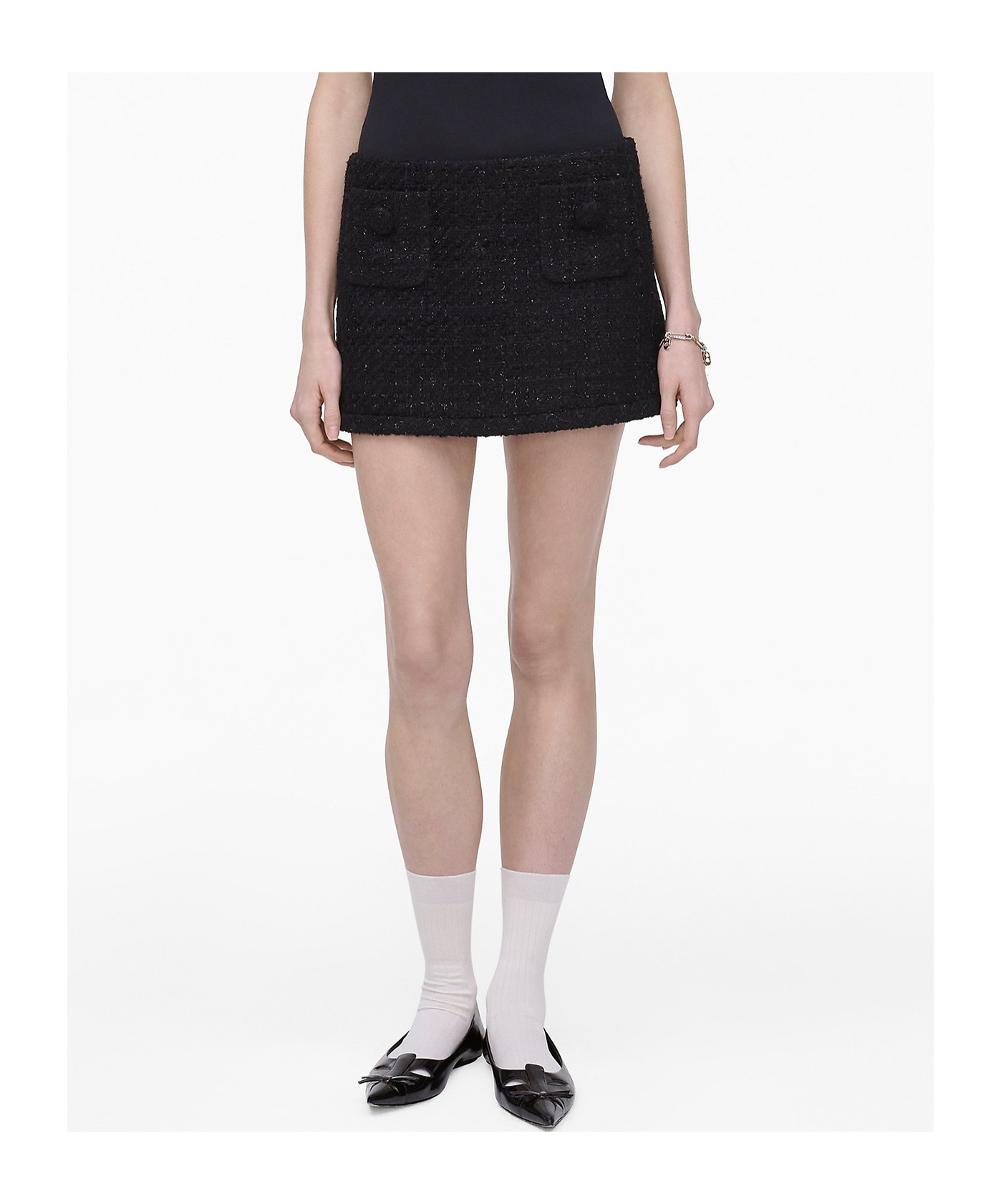 Marc Jacobs Tweed Mini Skirt In Black