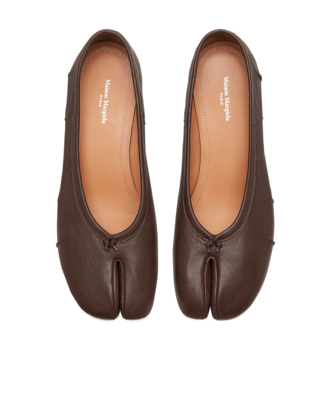 Maison Margiela Ballerina Shoes In Soft Textured Leather In Brown