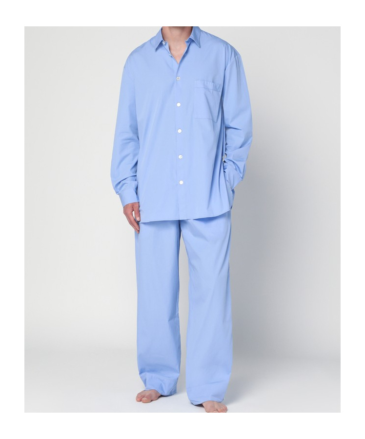 Tekla Cornflower Blue Pyjama Shirt In Blue