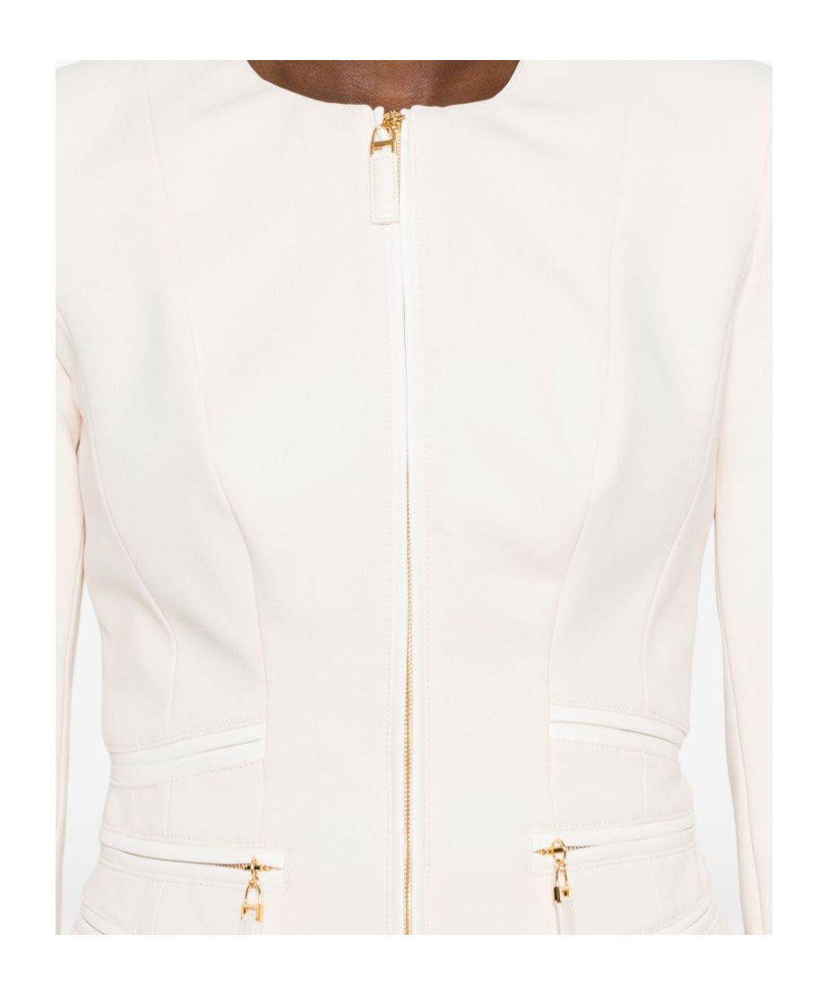 Elisabetta Franchi Chain-trimmed Zip-front Jacket In White