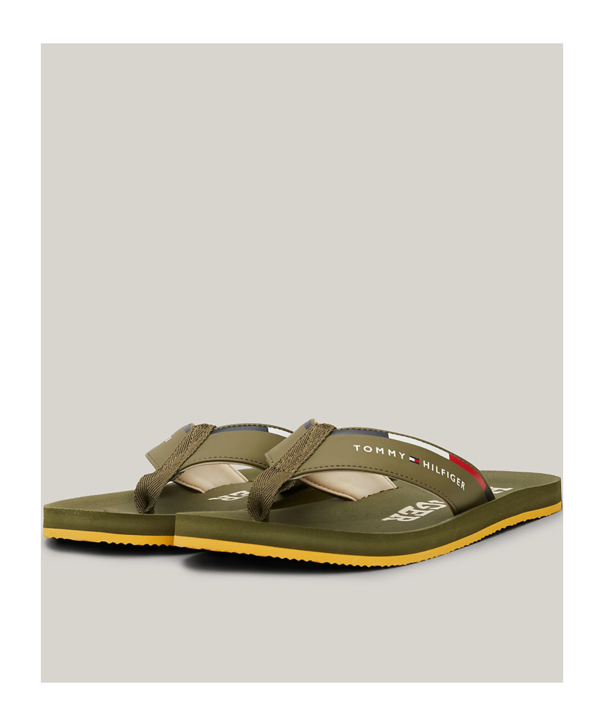 Tommy Hilfiger Logo Slippers In Green