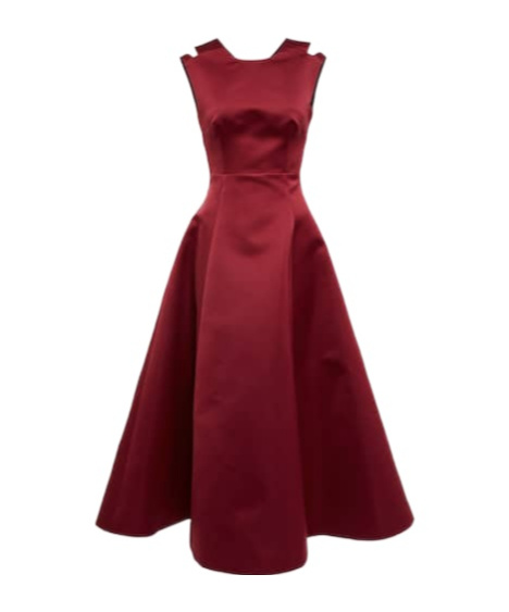 Emilia Wickstead Luz Cutout Satin Midi Dress In Red