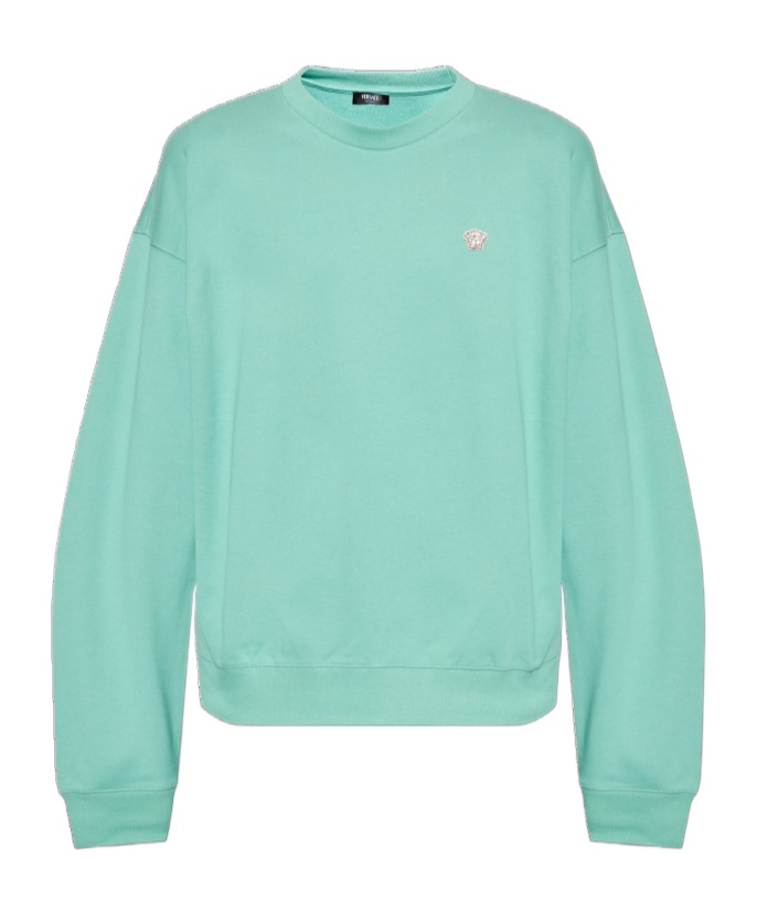 Shop Versace Cotton Embroidered-logo Sweatshirt